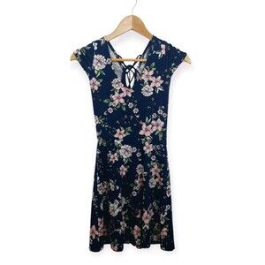 Aeropostale Women's Size XS Dress Blue Floral Skater Graduation  Party